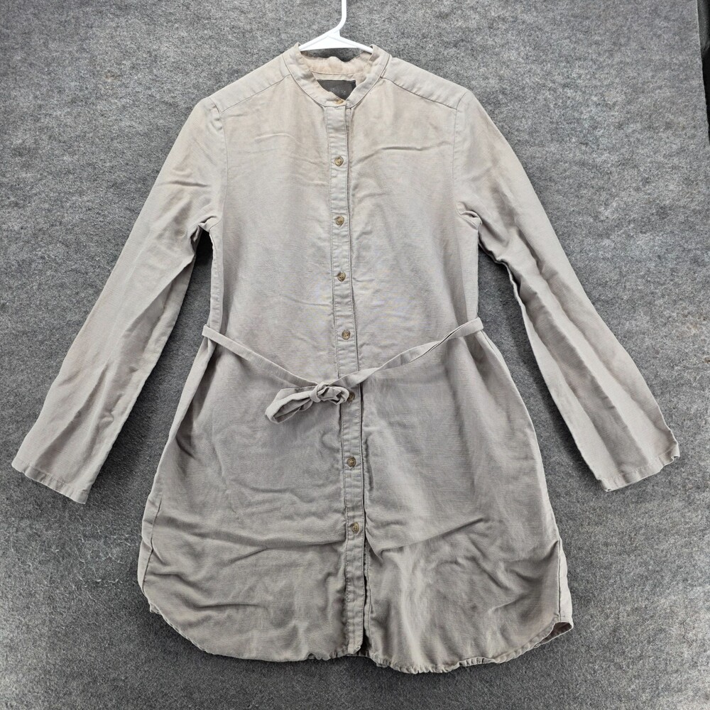 Reformation Dress Womens Small Button Front Long Sleeve Beige